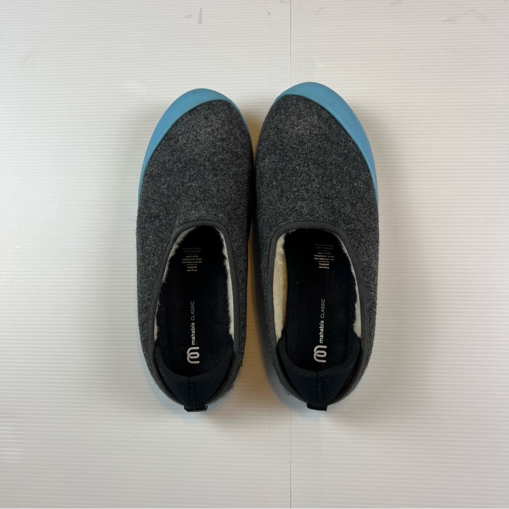 Mahabis Classic Wool Slippers Gray Teal EU 43 Women's 11.5/12 Men's 9.5/10